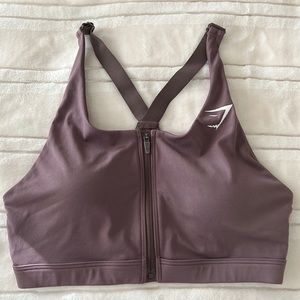 Gymshark Zip Up Training Sports Bra - Taupe